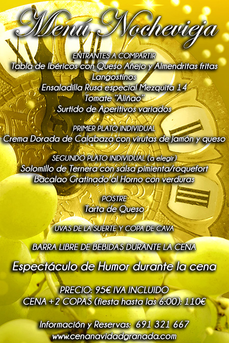 Menú Nochevieja Granada 2025